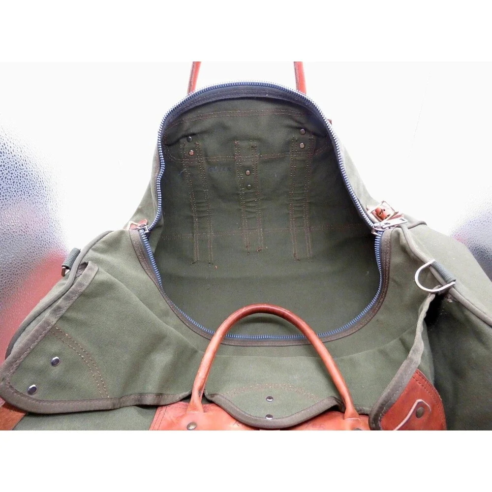 Vintage Orvis Canvas Leather Duffle Bag NO LABEL